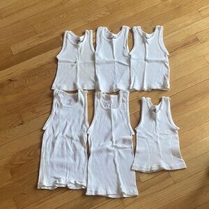 ➡️FREE❗️⬅️ with any kids purchase $25⬆️ Lot of (6) White Ribbed Tank Tops
